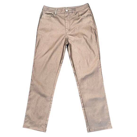 Anthropologie Avec Les Filles Stretch Pants Metallic Women's Sz 29 Taupe Brown - Picture 1 of 11